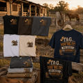 Line dancer wearing the Tag You're It Now Where's the Restart graphic tee outdoors