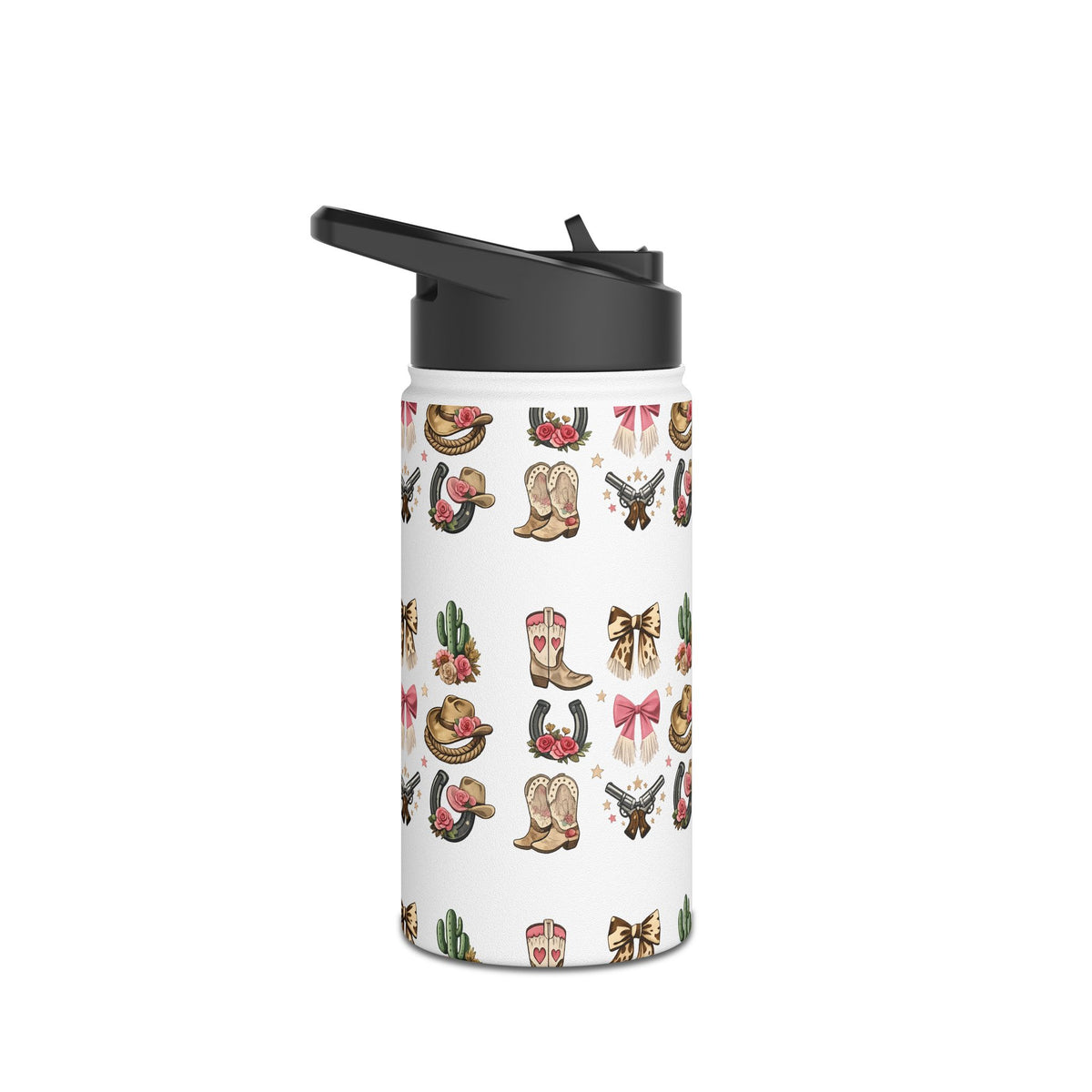 Western Icons insulated water bottle with black carry-loop lid