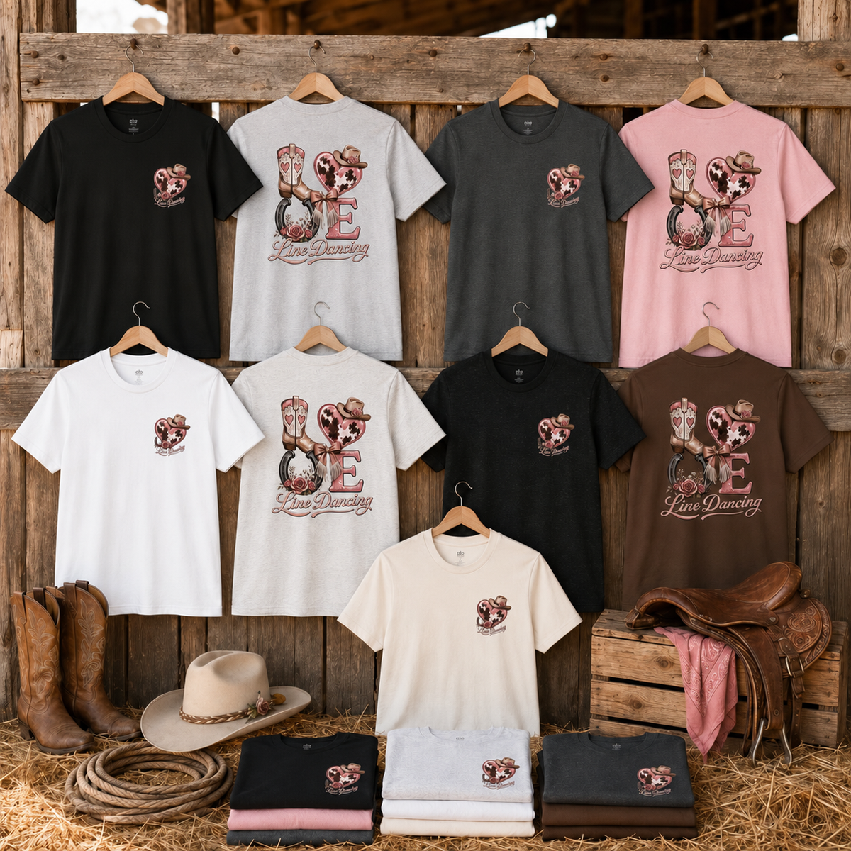 Women’s LOVE Line Dancing Tee — Cowboy Boots & Heart Graphic product image